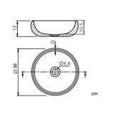 Waskom opbouw Bowl composiet ø41cm wit mat