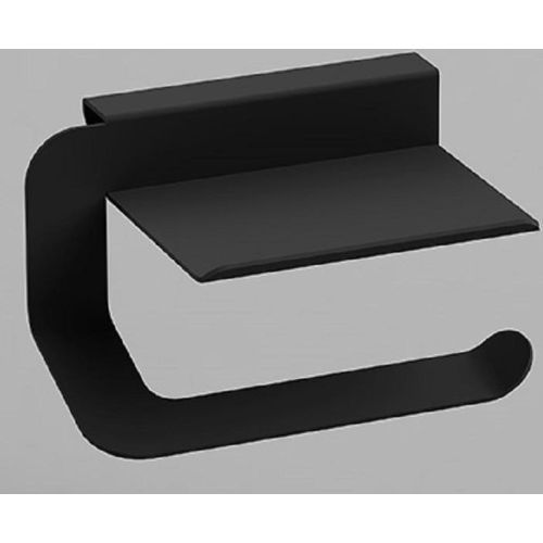 Design toiletrol houder Quick mat zwart met planchet voor smartphone